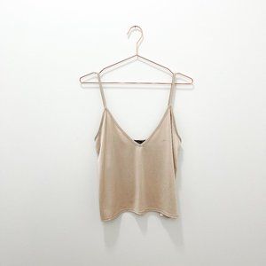 CHAMPAGNE SATIN V-NECK CAMISOLE SIZE 8